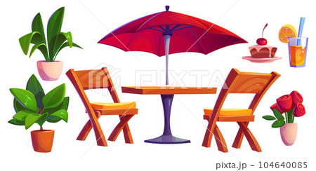 Outdoor cafe or restaurant terrace furniture 104640085