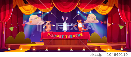 Puppet theater child show stage vector background Puppet theater child show stage vector background 104640110