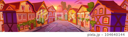 Medieval germany town street with old house vector 104640144