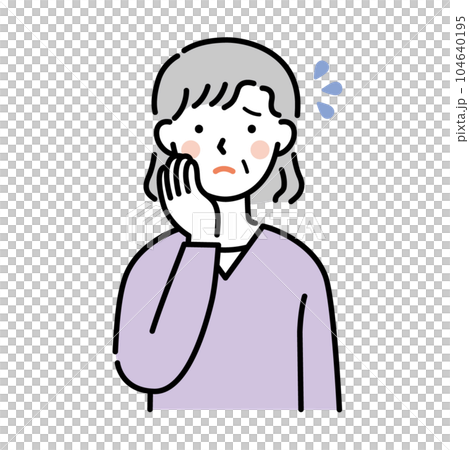 Illustration of a senior woman with a troubled face Illustration of a senior woman with a troubled face 104640195