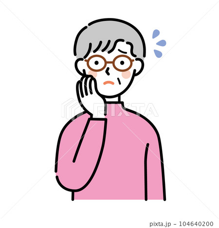 困り顔のシニア女性のイラスト 困り顔のシニア女性のイラスト 104640200