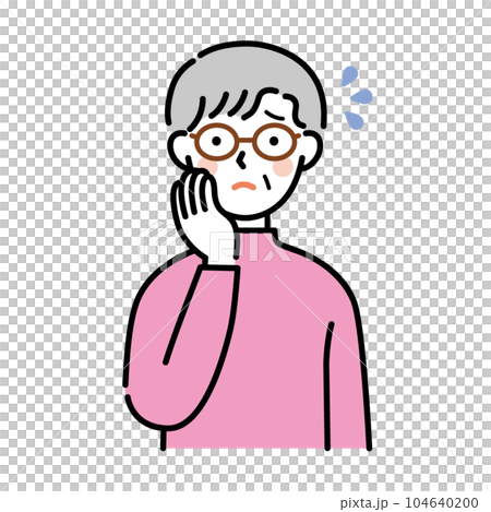 困り顔のシニア女性のイラスト 困り顔のシニア女性のイラスト 104640200
