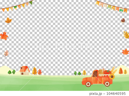 Autumn landscape and red truck 104640595