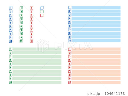1から10までの数字の見出しの飾り 1から10までの数字の見出しの飾り 104641178