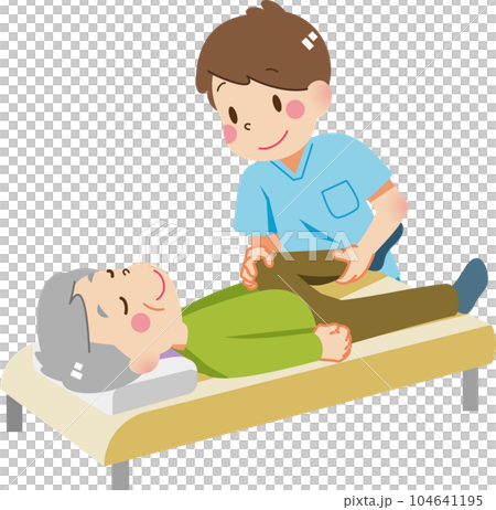 Grandfather who receives a manipulative treatment 104641195