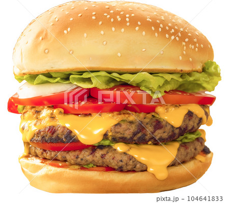 2枚のビーフがはさまれたハンバーガー AI画像 104641833