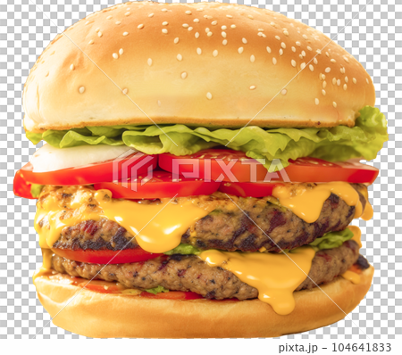 2枚のビーフがはさまれたハンバーガー AI画像 104641833