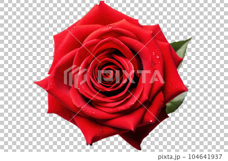 紅玫瑰鳥瞰圖,背景透明材質 紅玫瑰鳥瞰圖,背景透明材質 104641937