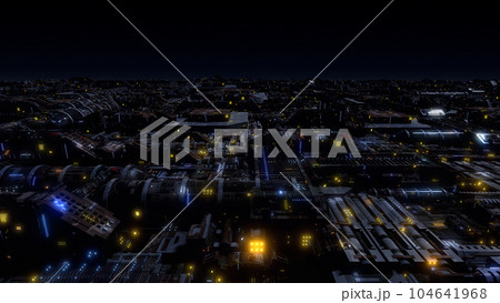 都市 工場 基地 施設 宇宙 未来的 機械的 SF 建築物 3D イラスト 背景 バック 104641968