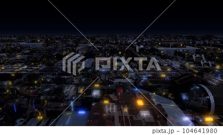 都市 工場 基地 施設 宇宙 未来的 機械的 SF 建築物 3D イラスト 背景 バック 104641980