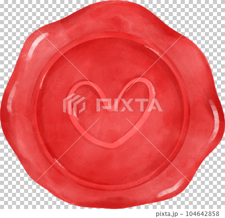 Vintage Wax Stamp Seal, Hand-drawn Watercolour Art 104642858