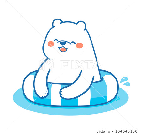 浮き輪　シロクマ　イラスト素材 104643130