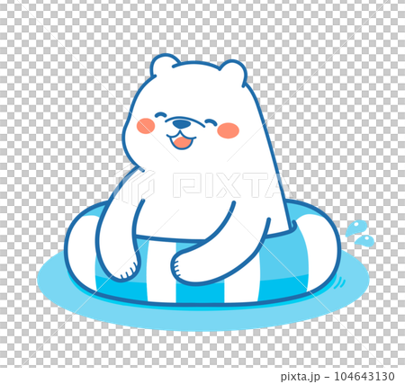 浮き輪　シロクマ　イラスト素材 104643130