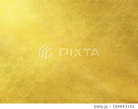 金の和紙に六角形のハニカムデザイン柄 104643142