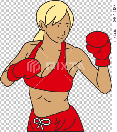 Brown woman training with boxing gloves Brown woman training with boxing gloves 104643387