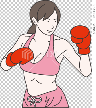 戴著紅色拳擊手套的東方女子訓練 104643390