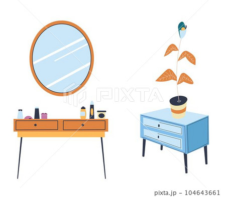 Bedroom interior design and furniture vectors 104643661