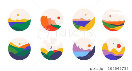 Abstract landscapes and views of nature, vector 104643755