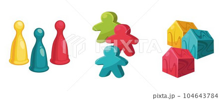 Game items, person and cube homes play vector 104643784