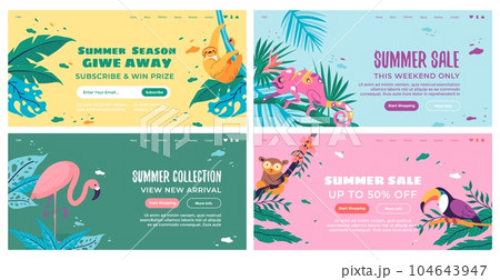 Web banner design set with summer sale offer Web banner design set with summer sale offer 104643947