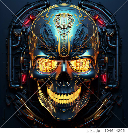 Artificial Intelligence Skull in Cyberpunk Style 104644206