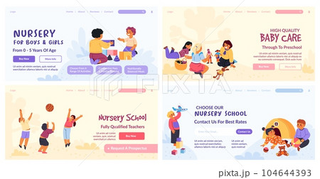 Landing page design set for nursery school offer Landing page design set for nursery school offer 104644393