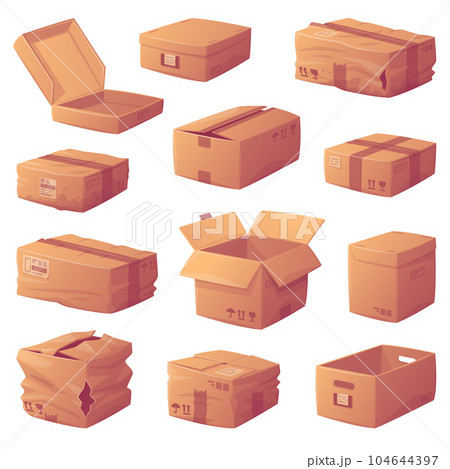 Cardboard Box as Paper Packaging Container Vector Set Cardboard Box as Paper Packaging Container Vector Set 104644397