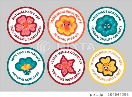 Round sticker set for natural cosmetic package 104644398