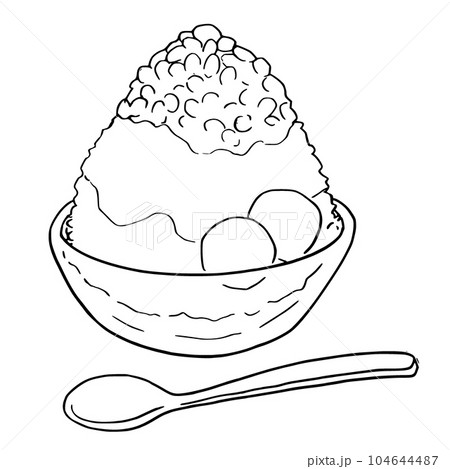 線画　シンプルイラスト　宇治抹茶かき氷 104644487