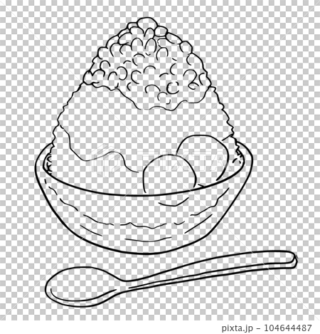 線画　シンプルイラスト　宇治抹茶かき氷 104644487