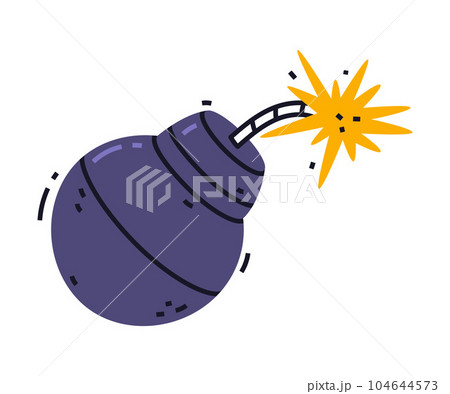 Round Bomb with Burning Fuse or Wick Vector Illustration 104644573
