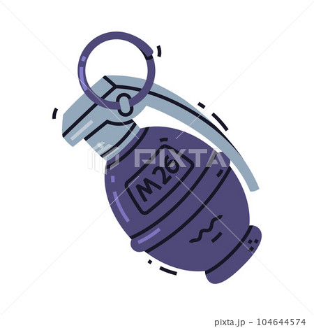 Grenade as Explosive Weapon Thrown by Hand Vector Illustration 104644574