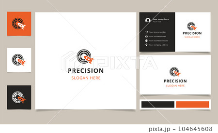 Precision logo design with editable slogan. Branding book and business card template. Precision logo design with editable slogan. Branding book and business card template. 104645608