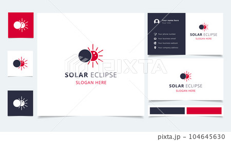 Solar eclipse logo design with editable slogan. Branding book and business card template. 104645630