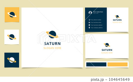 Saturn logo design with editable slogan. Branding book and business card template. 104645649