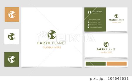 Earth planet logo design with editable slogan. Branding book and business card template. Earth planet logo design with editable slogan. Branding book and business card template. 104645651
