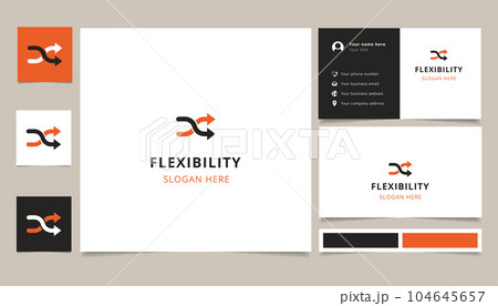 Flexibility logo design with editable slogan. Branding book and business card template. Flexibility logo design with editable slogan. Branding book and business card template. 104645657