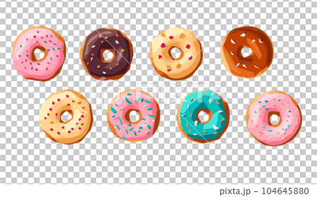 ベクターイラスト素材：ドーナツいろいろ丨AI画像 104645880