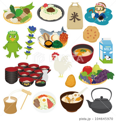 岩手県の名物のイラストセット 104645970