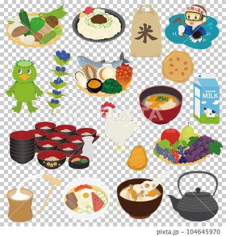 岩手県の名物のイラストセット 104645970