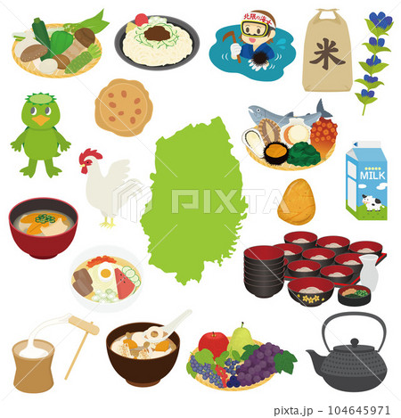 岩手県の名物のイラストセット 104645971