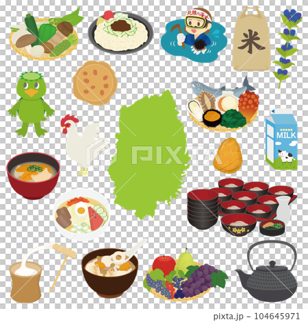 岩手県の名物のイラストセット 104645971