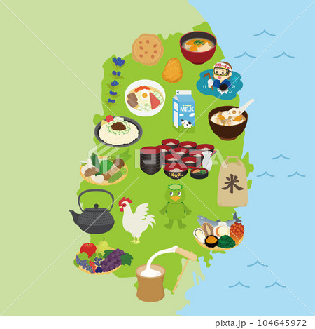 岩手県の名物のイラストセット 104645972