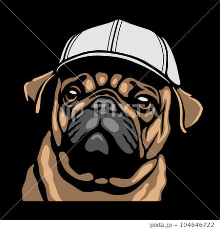 Adorable beige Pug puppies on a pink background. Humor set, hand drawn style print. Vector illustration. Adorable beige Pug puppies on a pink background. Humor set, hand drawn style print. Vector illustration. 104646722