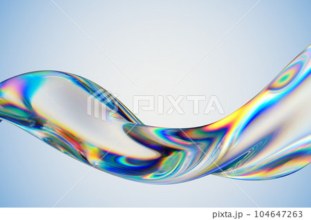 Transparent glossy glass ribbon. Curved wave in motion. Transparent glossy glass ribbon. Curved wave in motion. 104647263