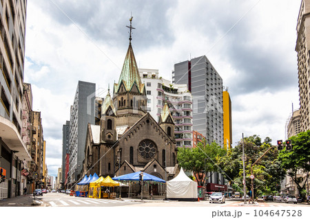 Parish Nossa Senhora da Conceicao, Santa Ifigenia at Sao Paulo, Brazil. Historical building of the city. 104647528