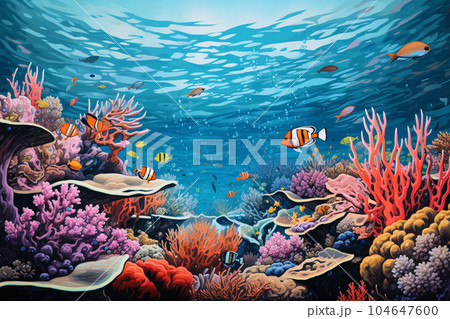 カラフルな海の世界 104647600