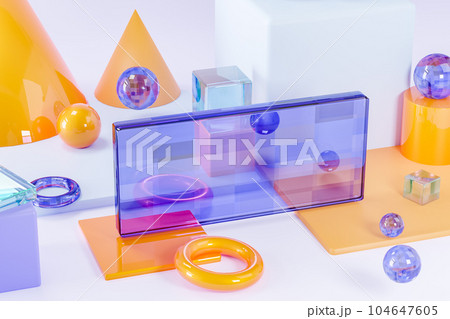3D render illustration of colorful geometric figures 3D render illustration of colorful geometric figures 104647605