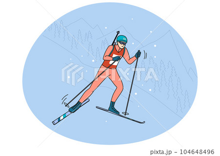 Man participate in biathlon competition Man participate in biathlon competition 104648496