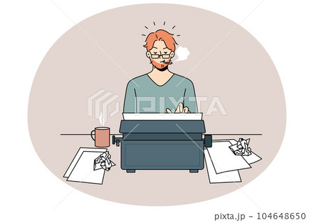 Author typing on retro typewrite machine 104648650